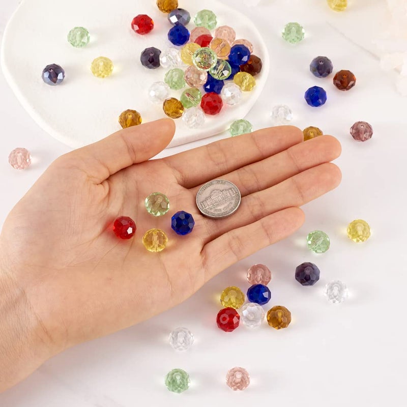 Craftdady 144Pcs 12mm Faceted Briollete Rondelle Glass Beads Crystal Spacer Loose Spacers Random Mixed Colors for Jewelry Making Hole: 1.2-1.8mm - Image 4